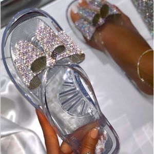 Miss Lola clear bow bling sandals
